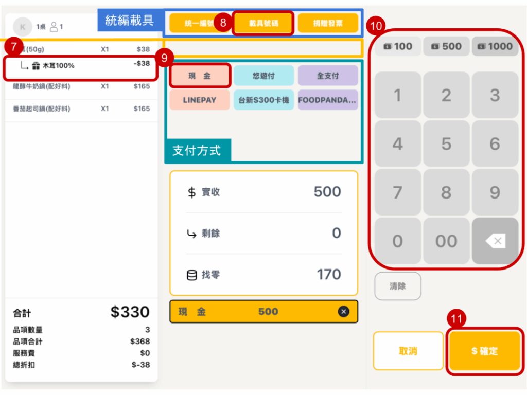 雲悦 POS 系統操作手冊 - 操作介紹 步驟圖示